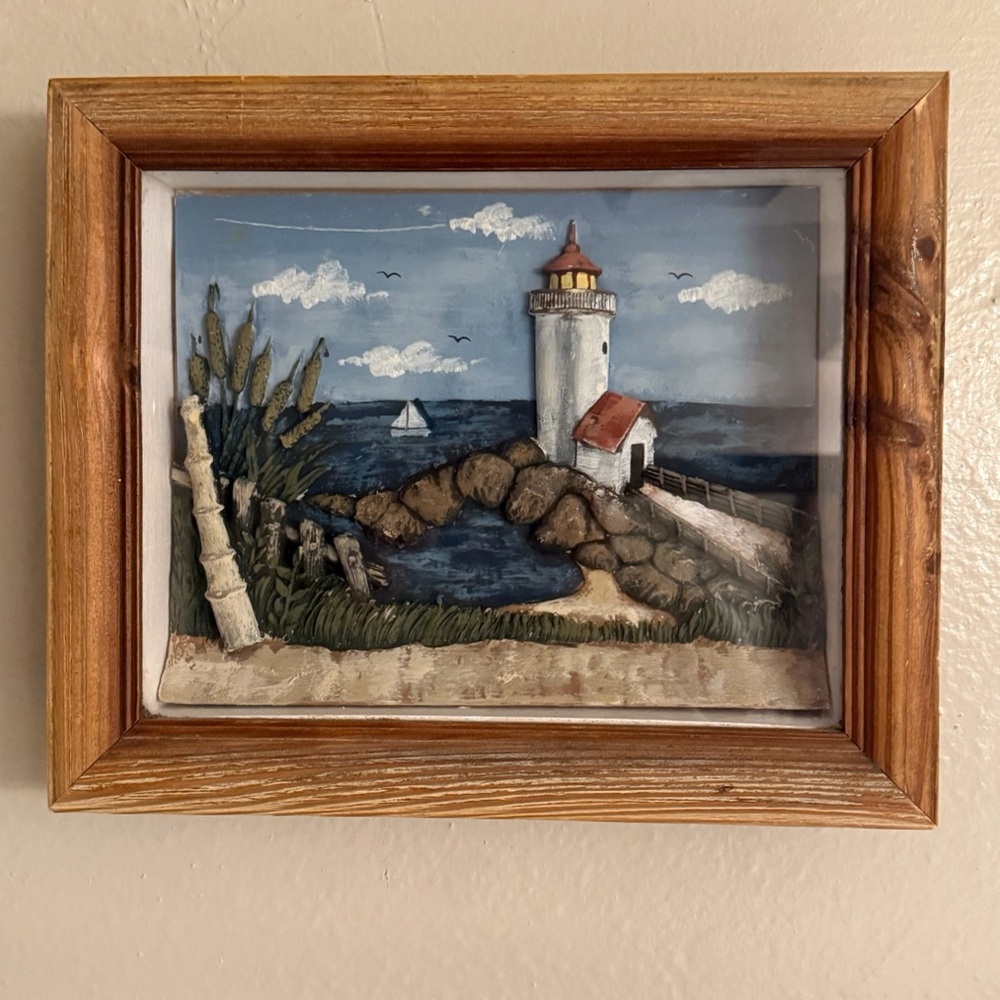 Rustic 3D Shadow Box Decor Light House